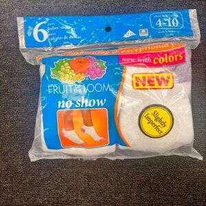 Fruit of the Loom Womens No Show Size 6-12 White 6 Pairs